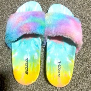 Soda Slide Sandal Slippers Rainbow Size